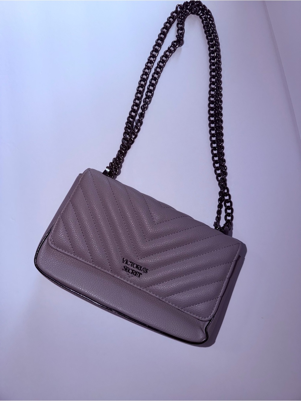 Victoria's Secret Quilted Chain Shoulder Bag in Taupe